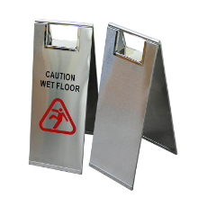  Stainless Steel A-Frame Sign available blank for custom mes sage or with wet floor message